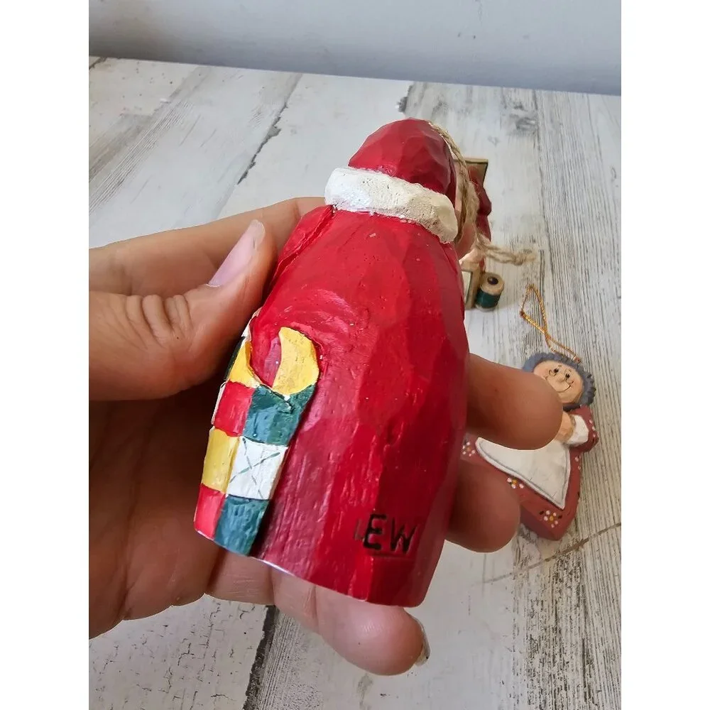 Vintage Eddie Walker knitter sore Santa ornament Mrs Claus knitting knitter Xmas